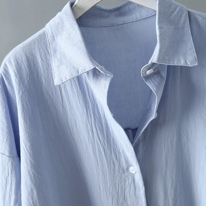 Свободная рубашка выше колена из хлопка и льна новинка весны 2020 женская одежда в