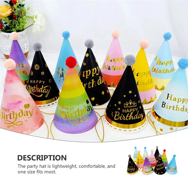 

10Pcs Birthday Hat Party Hat Paper Hat Party Headdress Children Birthday Cap