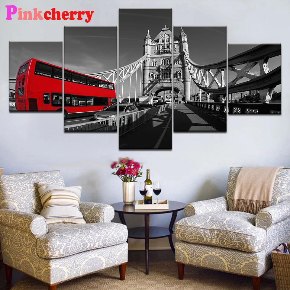 

Multi-Panel London Bus Bridge Landscape Diamond Embroidery 5D Cross Stitch Diamond Painting Full Square round stones Mosaic 3d