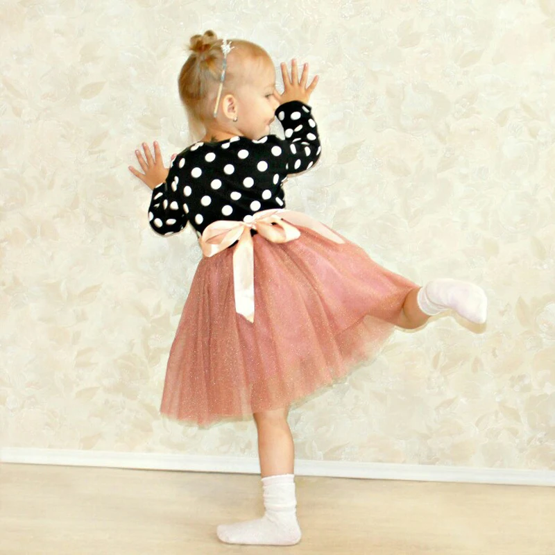 2020 Autumn Winter Girl Dress Long Sleeve Polka Dot Girls Dresses Bow Princess Teenage School Casual Daily Wear Vestido | Детская одежда