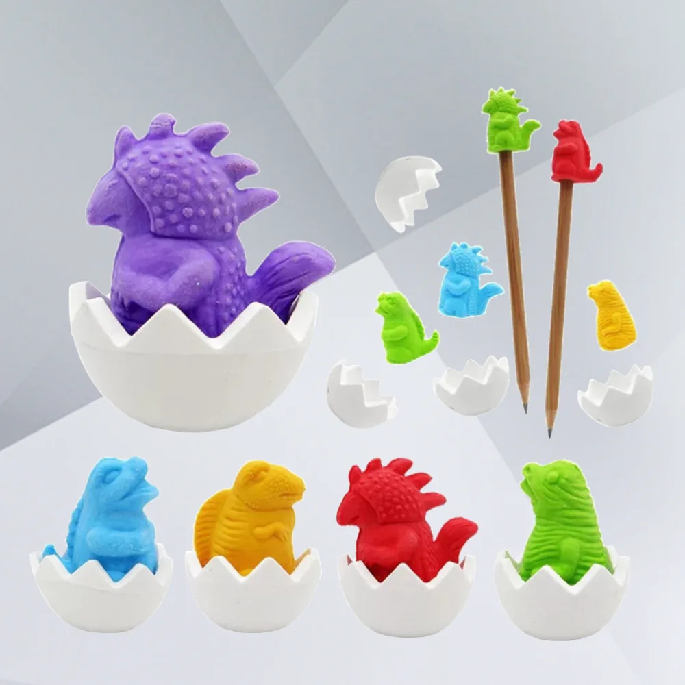 

40Pcs Pencil Eraser Caps Toppers School Supplies Dinosaur Egg Erasers Stationery (Assorted Colors)