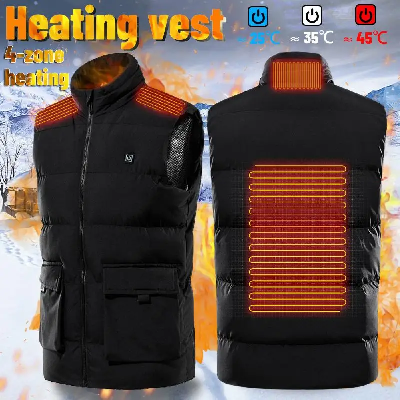 

4 Heated Vest Zones Electric Heated Jackets Men Women Sportswear Heated Coat Graphene Heat Coat USB Heating Jacket For Camping