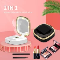 2in 1 nano spray instrument usb rechargeable facial moisturizing humidifier with adjustable led makeup mirror facial steamer