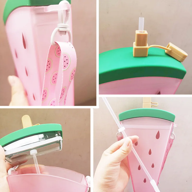 Hot Selling Cute 350ml Ice Cream Cup Portable Female Student Summer Drinking Water Children Creative Trend Bottle Lanyard |