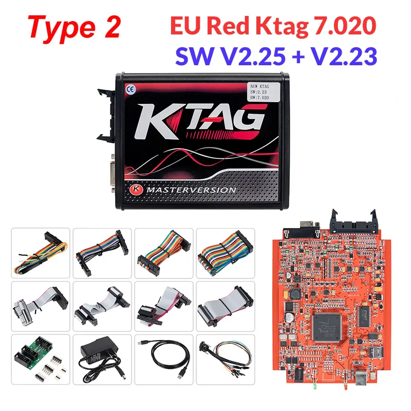 Ktag V7.020 Красный KESS V2.47 V5.017 без жетонов ЭБУ чип Тюнинг мастер ЭКЮ программист KESS V2 менеджер Тюнинг Комплект для автомобиля/грузовика - Цвет: Ktag V7.020