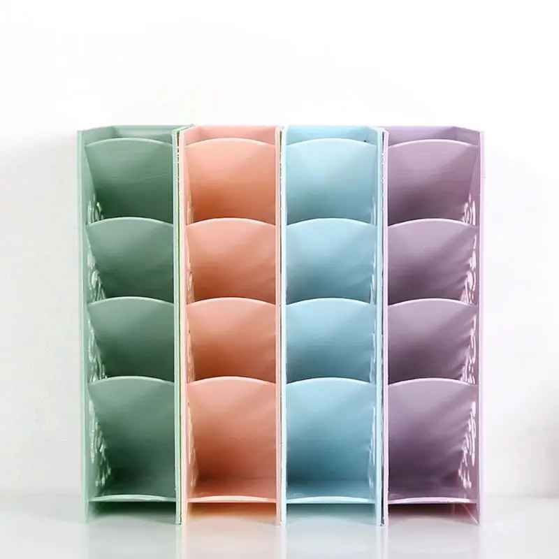 

4 Grid Desktop Pen Holder Office School Standing Storage Case Pencil Organizer