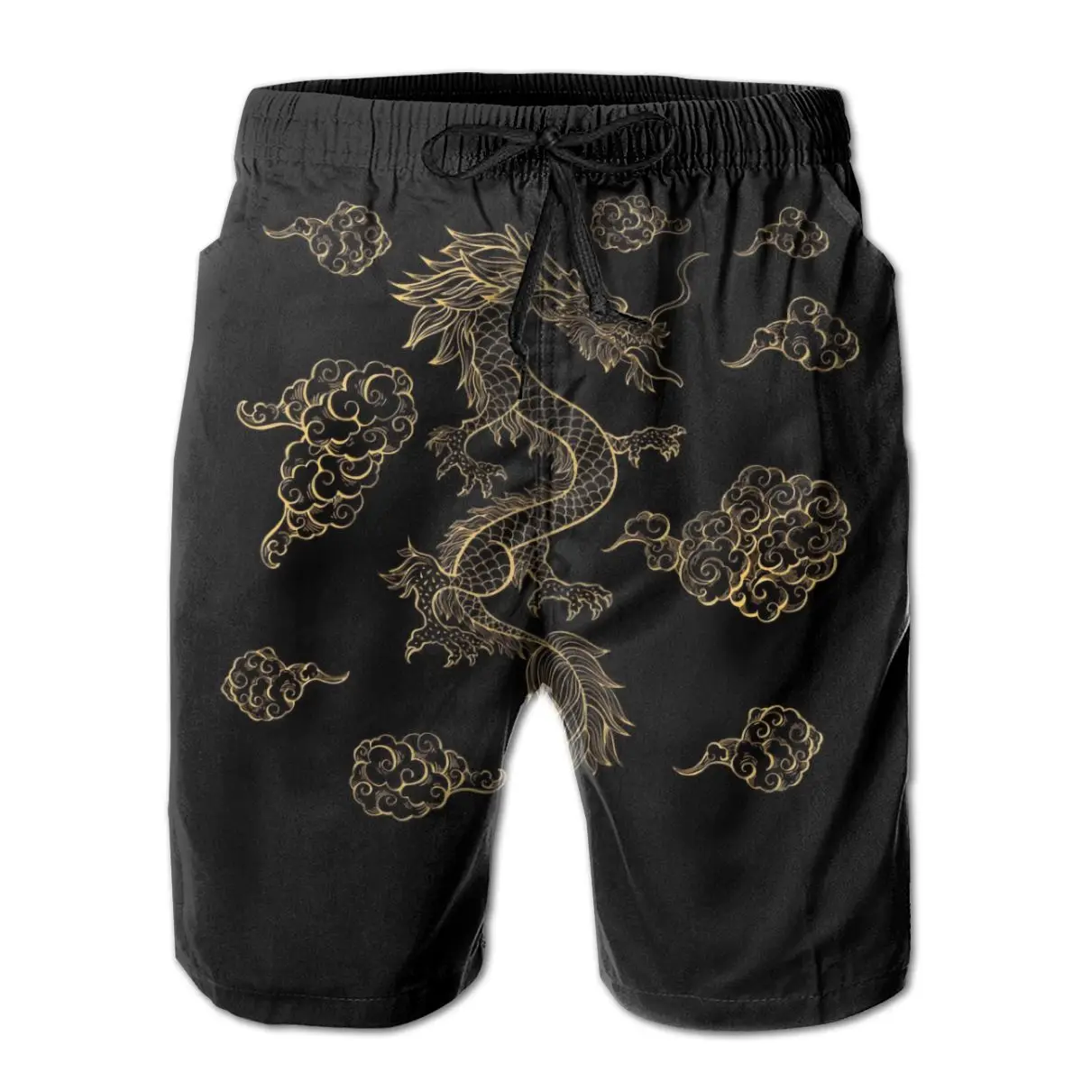 

Causal Breathable Quick Dry Joke R360 running Golden Chinese Dragon Dancing Among The Clouds Male Shorts
