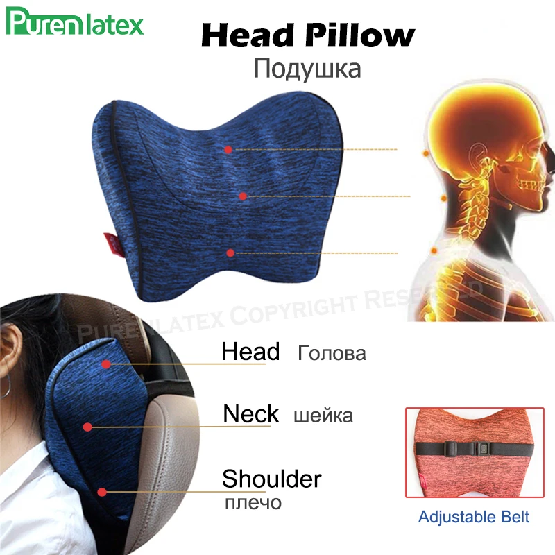 Purenlatex Car Pillow Auto Seat Cushion Memory Foam Orthopedic for Office Pad Coccyx Sciatica Back Pain Relief | Дом и сад