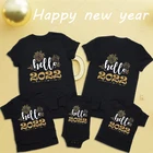 Одинаковая семейная одежда Hello 2022, футболка для мамы, отца, дочери, сына, детей, детское боди, праздничный наряд, футболка, Топ