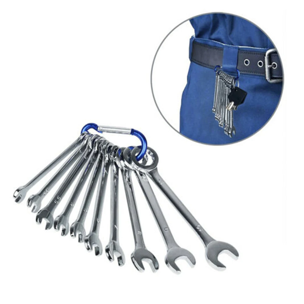 

10pcs Durable Wrench Set Portable Combination Plum End Repair Anti Slip Dual Use Mini Home Multifunctional Spanner Practical