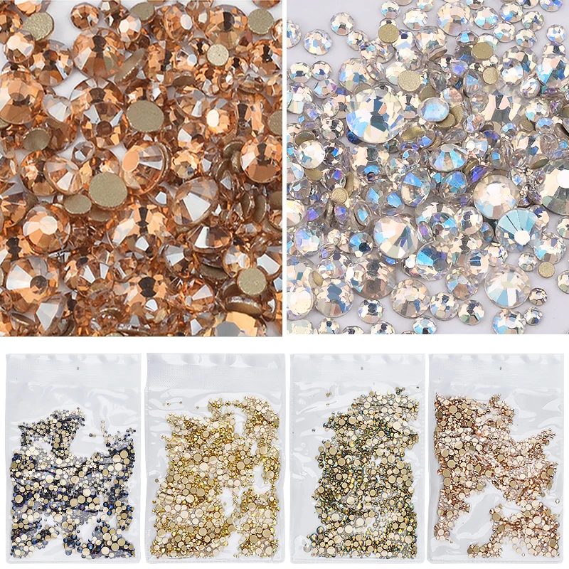

1pack Shiny Mixed Size (SS3-SS20) Crystal Colorful Flat Nail Art Rhinestone Decorations Glitter Gems 3D Manicure Books Accessory