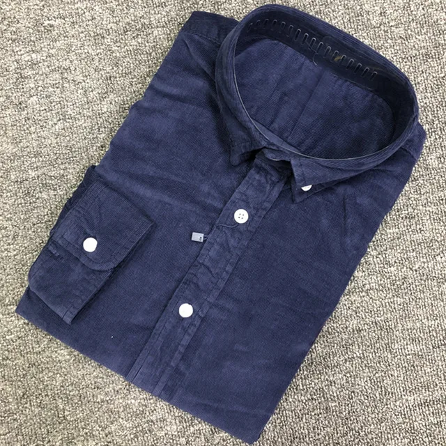 

Homme High Quality Thicken Corduroy Small Horse 100%cotton Thick Camisa Masculina Men Long Sleeve Dress Shirts Hombre Chemises