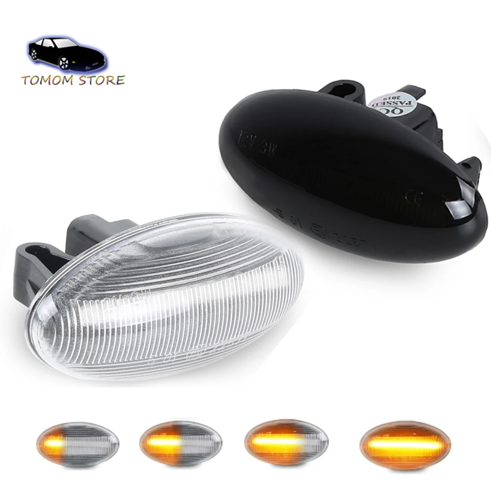 2Pcs Dynamic Amber LED Indicator Turn Signal Light for Peugeot 1007 107 206 207 307 407 607 Partner Expert Citroen C1 C2 C3 C5