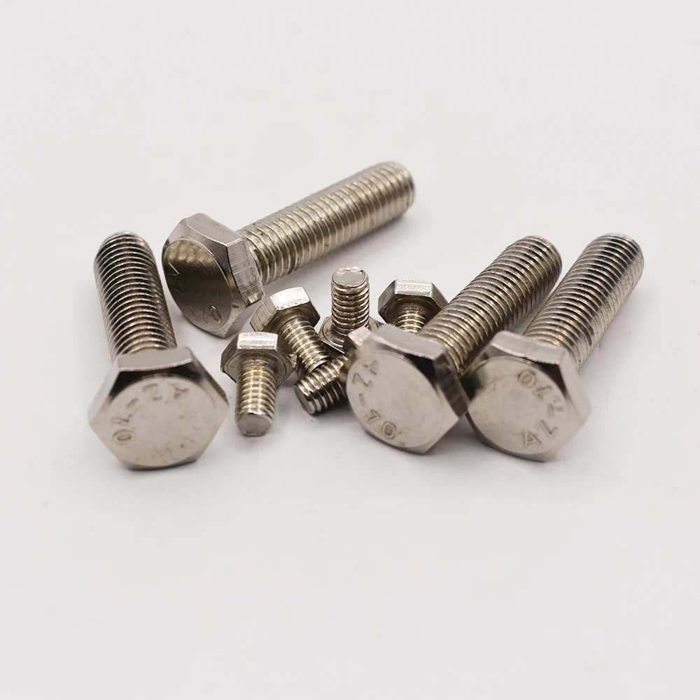 

DIN933 304 Stainless Steel Screws M4 Thread 8/10/12/14/16/20/25/30/35/40/45/50mm Thread Length External Hex Screws