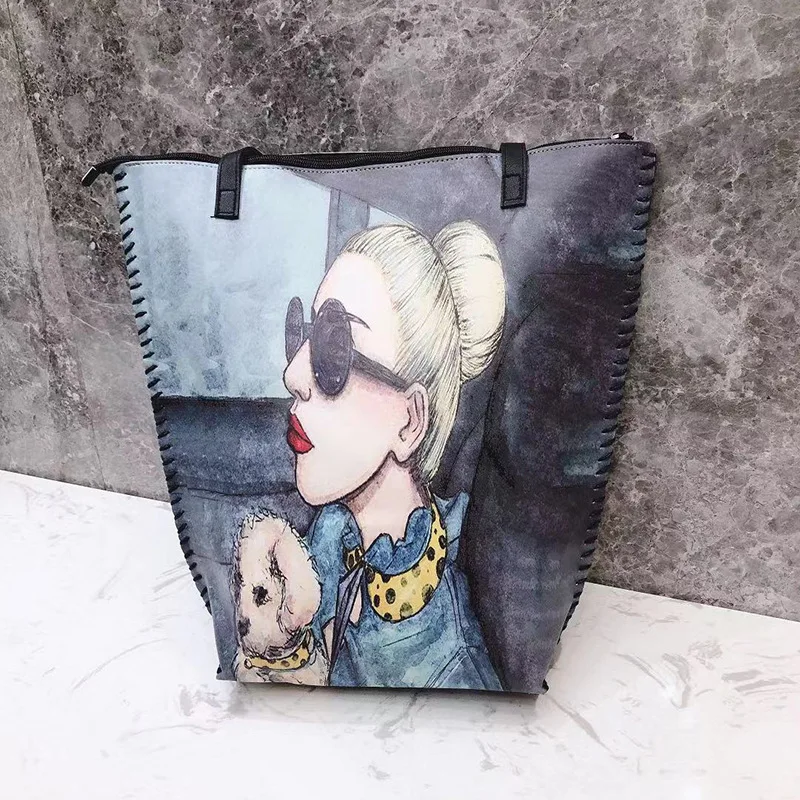 

Designer Handbags Luxury Pu Leather Shoulder Messenger Bag Large Capacity Shopping Bag Purse Fashion Cartoon Pattern Women Tote