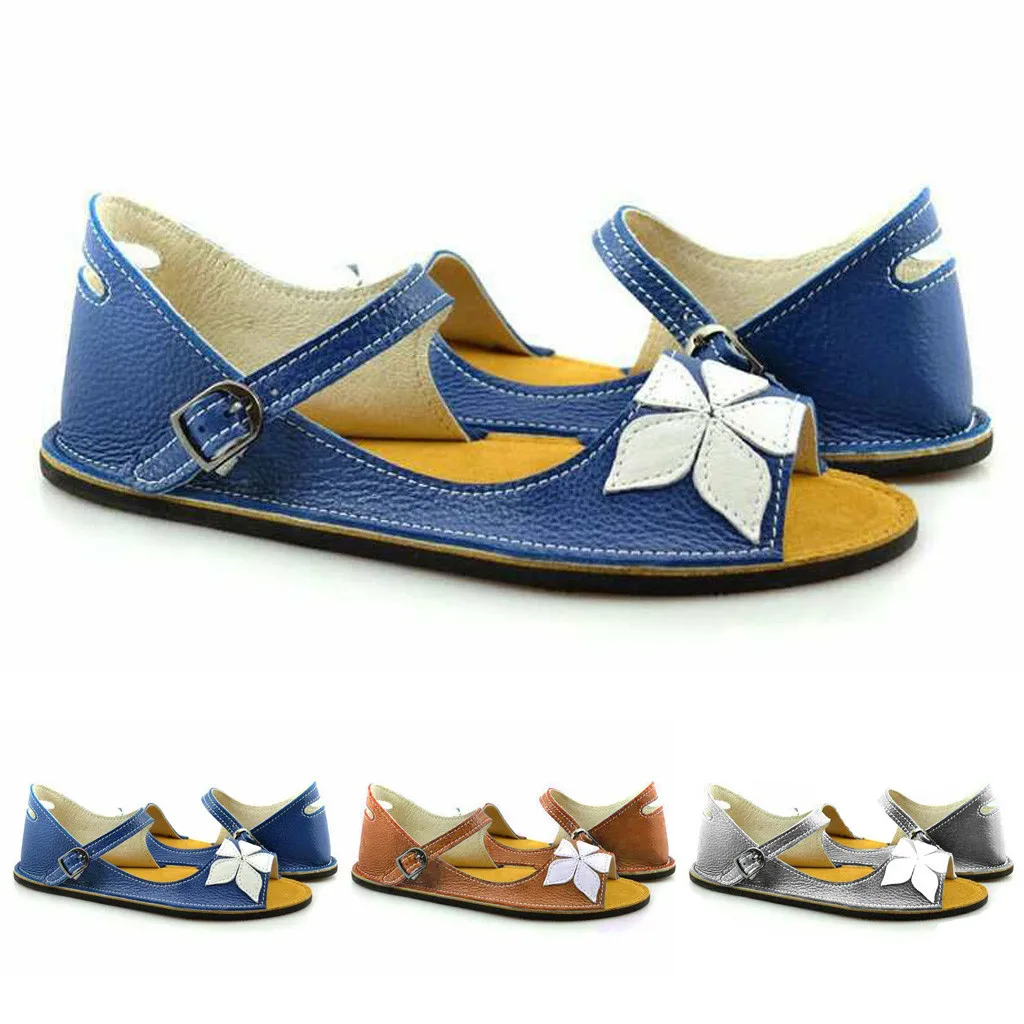 Женские босоножки с цветочным принтом Летняя обувь из спилка Открытые сандалии