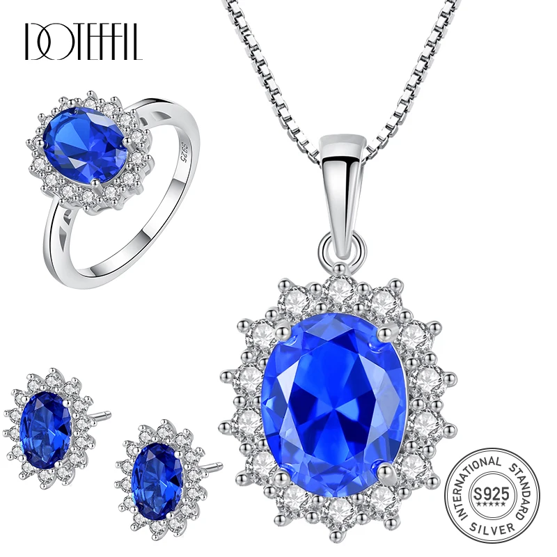 Ювелирный Комплект из кольца серёг и ожерелья серебра 925 пробы|Ювелирные наборы| |