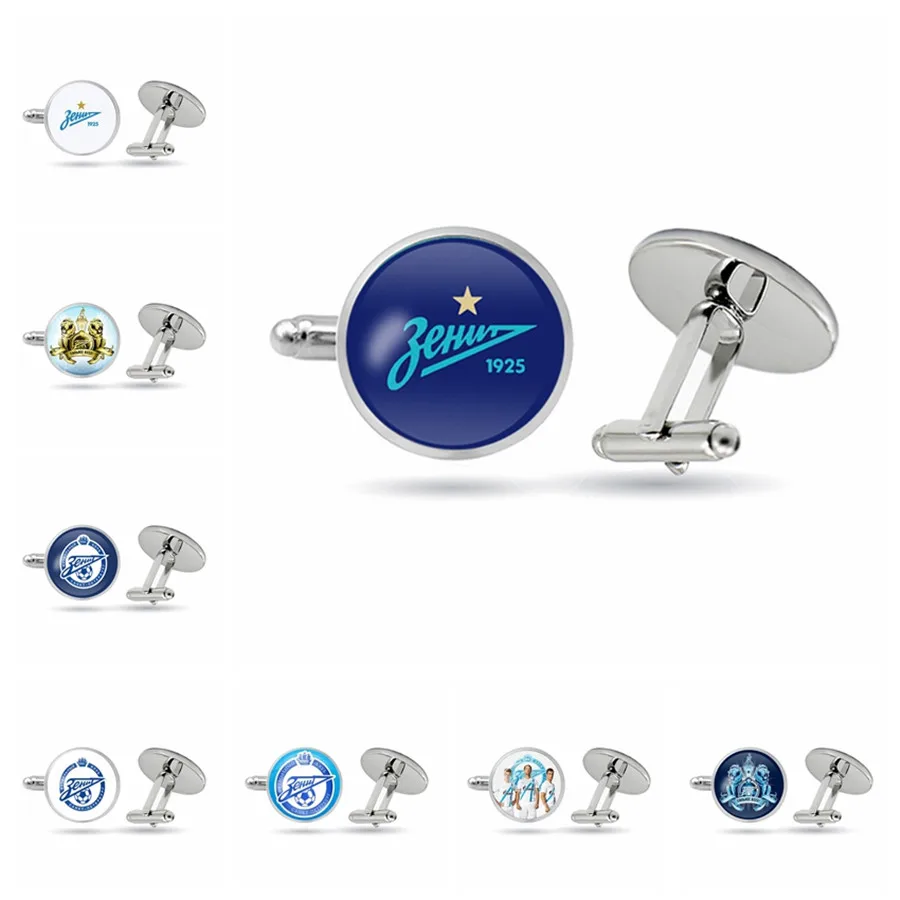 Запонки &quotЗенит&quot запонки для футбольного клуба из нержавеющей стали с