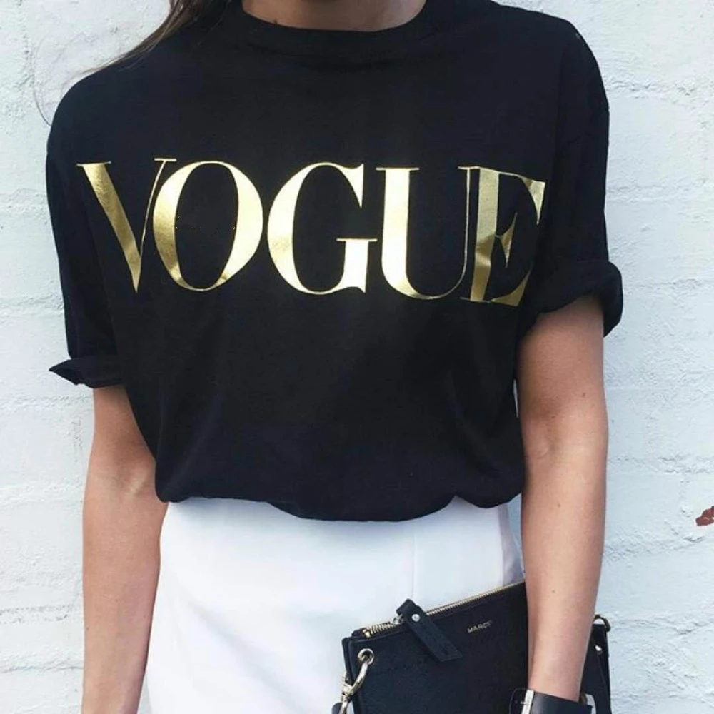 

Golden Vogue Letter Print T Shirt Women Short Sleeve O Neck Loose Tshirt 2021 Summer Women Tee Shirt Tops Camisetas Mujer