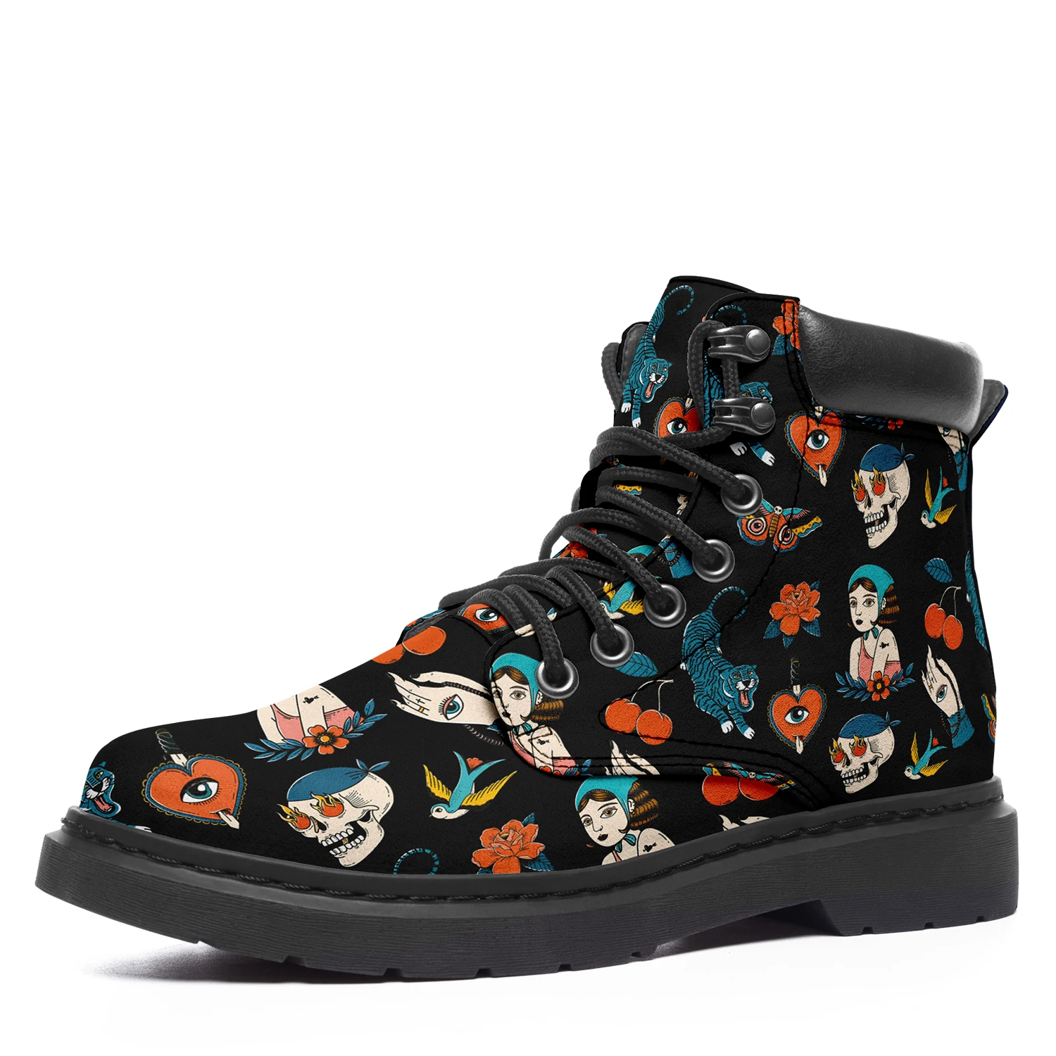 

Girl Personality Plush Martin Boots Customized Sneakers On-demand Printing Metal Hole Lace-up Shoes Winner For Men And Women