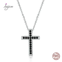 silver 925 necklace fashion cross pendant neck decoration shiny black white zircon necklace womens fine jewelry gifts wholesale