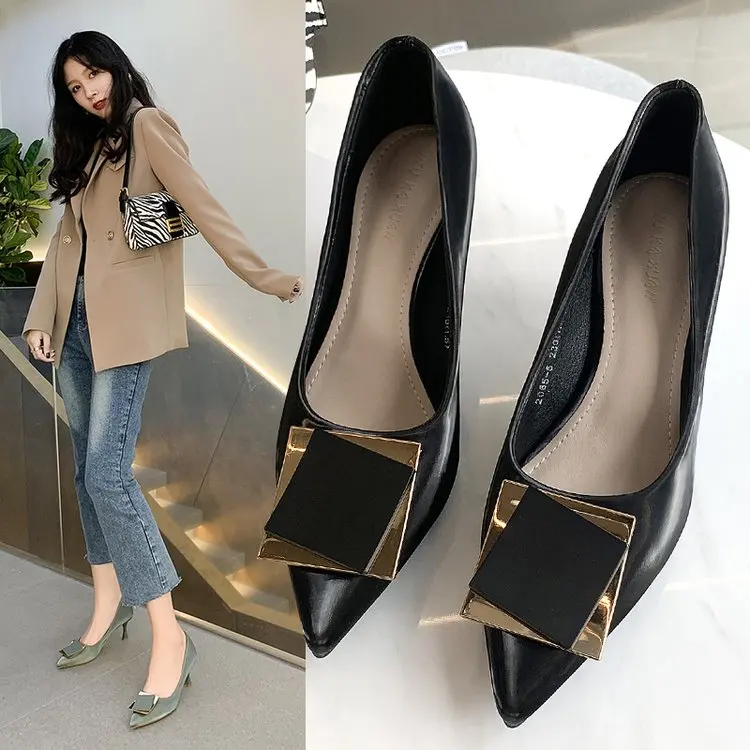Sexy 2021 Women Pumps High Heels Female Women Shoes Fashion Women Shoes Wedding Shoes Pointed Toe Thin Low Heel New Arrival
