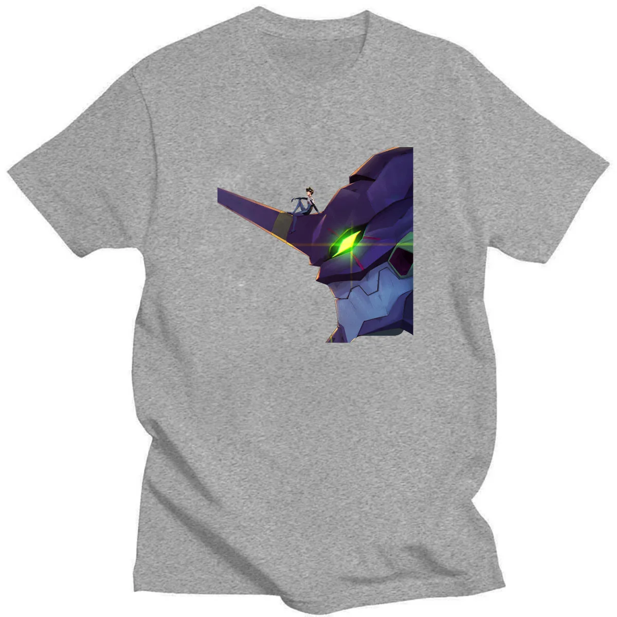 

Hot Anime Evangelion EVA01 Art Print T-shirts Summer Casual Short Sleeve O-neck Cotton Top Tees Fashion Cosplay Shirts For Fans