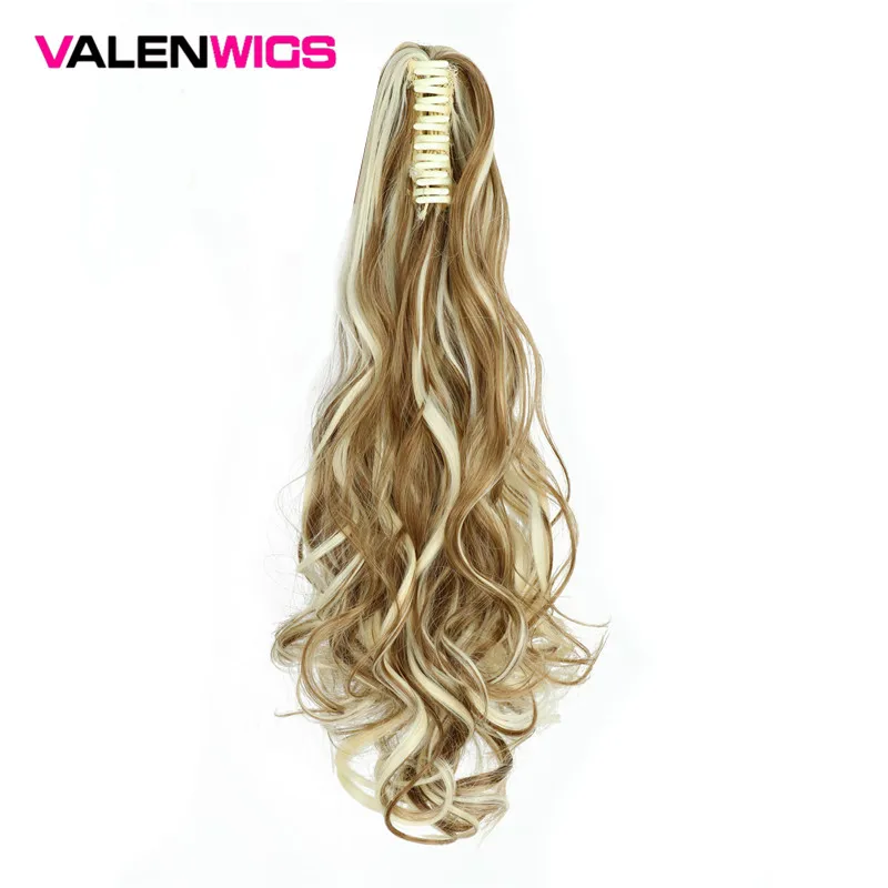 ValentWigs 22 дюйма волнистый Стиль Коготь на заколка для хвоста в синтетических волос для наращивания пони хвост шиньон коричневый блонд волос стиль s