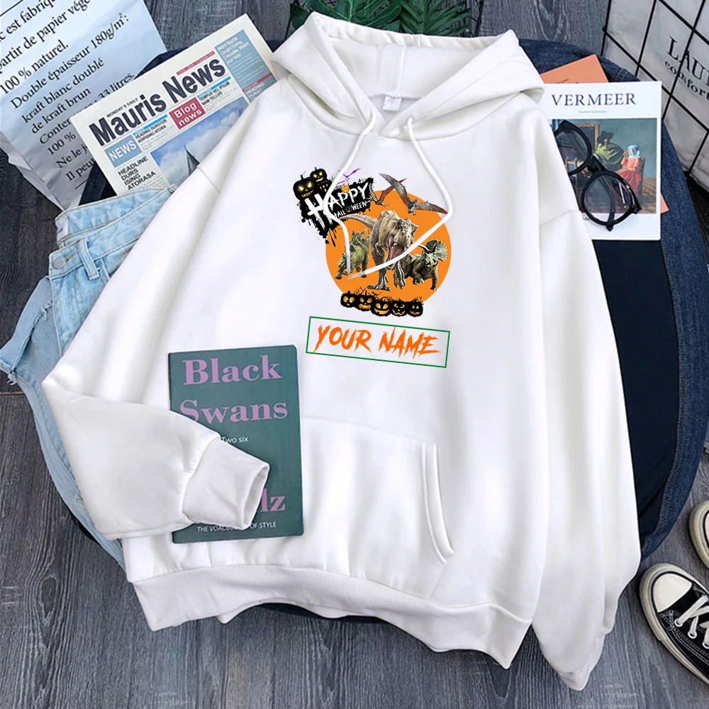 

Свитшот в стиле Харадзюку, Женская Рождественская Толстовка с надписью «Ваше имя», Moleton Y2K, топы на Хэллоуин с динозавром, женская одежда, худ...