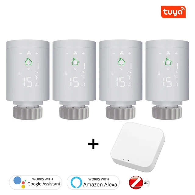 

Умный программируемый термостатический клапан радиатора Tuya ZigBee 3,0, регулятор температуры, привод радиатора, установка 2MQTT с Alexa