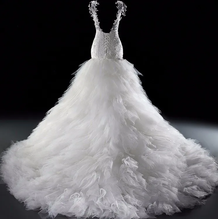 

Vestido de novia 2021 Vintage Luxury Lace Wedding Dress Tulle Bridal Gown