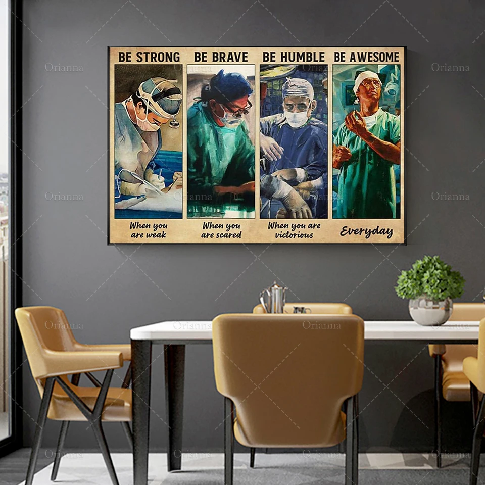 

Великолепный постер хирурга быть сильным, быть смелым и смиренным, медсестра сильный постер, подарок врачу любовнику, украшение для дома на...