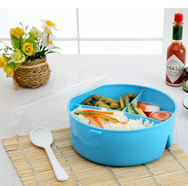 Детский Стандартный круглый пластиковый Ланч бокс для микроволновой печи бэнто