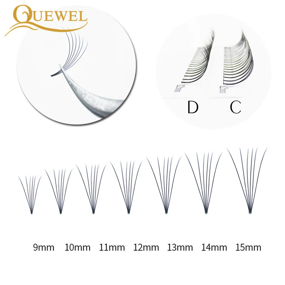 Quewel Premade Volume Fans Lashes 10-Box Set Russian Eyelash Extensions Short Stalk False Eyelashes Faux Mink Wholesale | Красота и