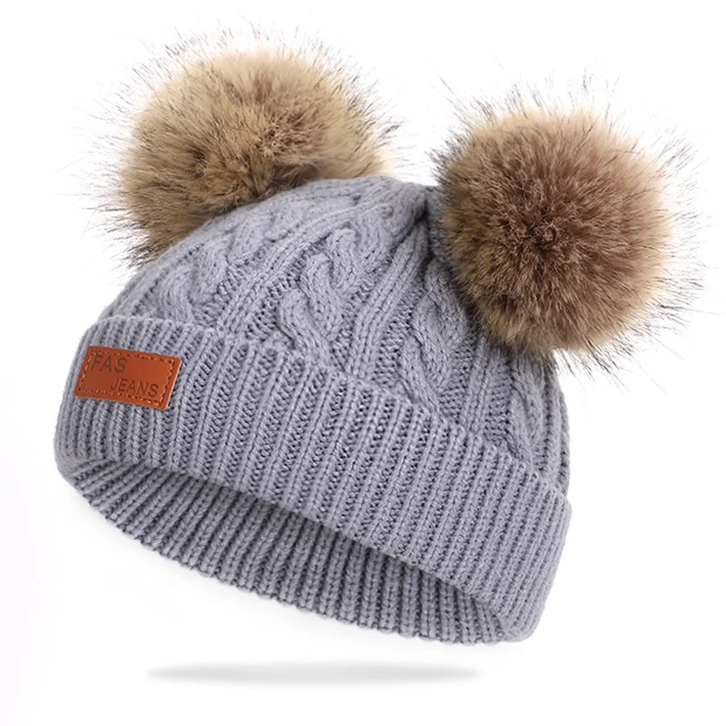 Reci&eacute;n Nacido gorra de invierno para beb&eacute; beb&eacute;s ni&ntilde;as sombrero de algod&oacute;n tejido lindo sombreros ni&ntilde;os calientes sombrero de Color s&oacute;lido gorros para ni&ntilde;os de 0-3 a&ntilde;os-1