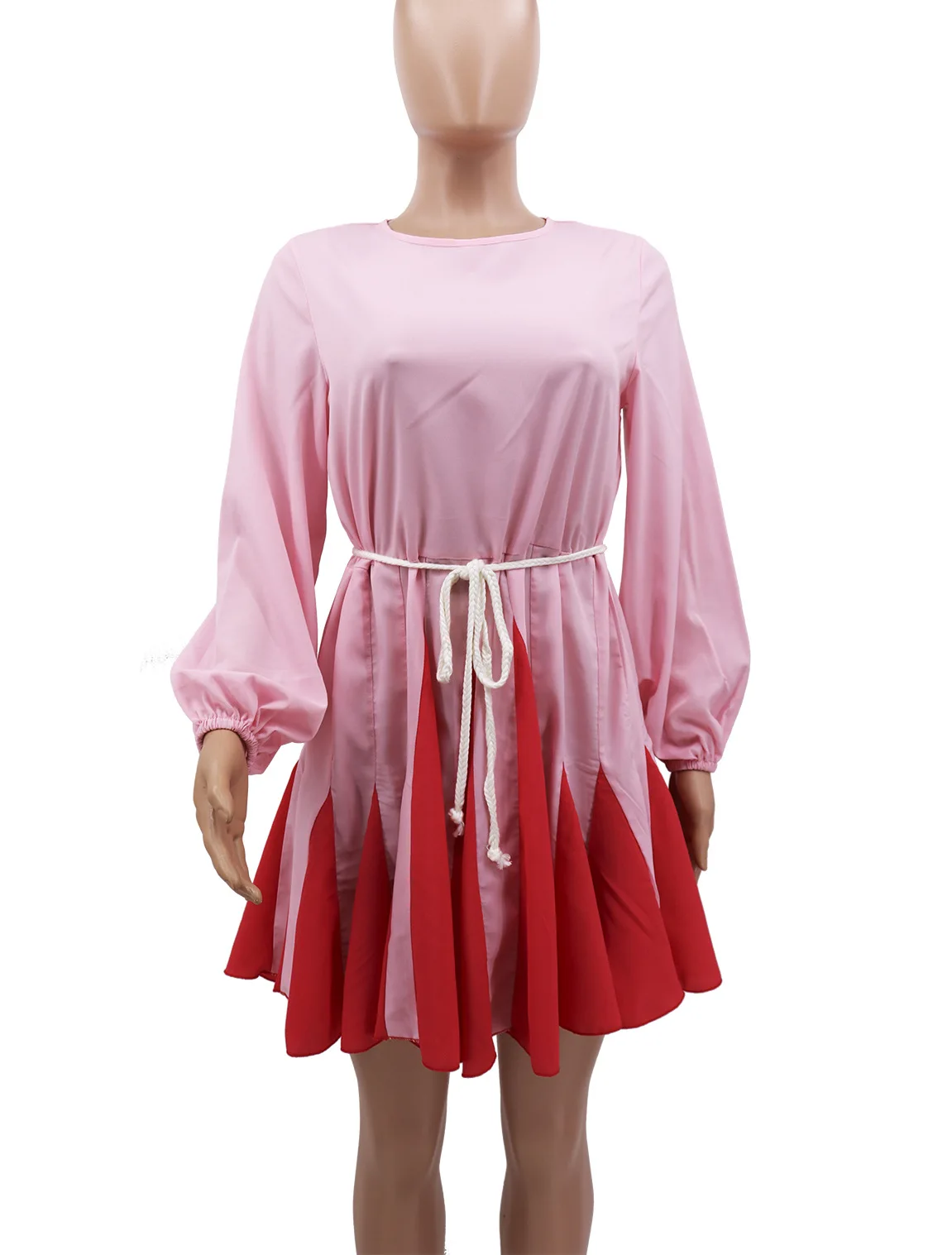 Розовые популярные цвета женское Бандажное платье Осеннее на шнуровке с высокой