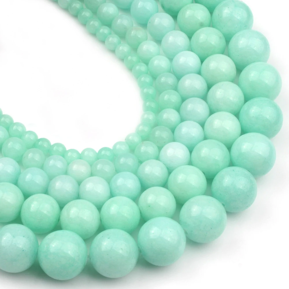 Natural Blue Round Amazonite Beads Fine Loose Stone For DIY Making Bracelet Necklace Jewelry 15&quot Pick Size 4/6/8/10/12mm | Украшения и