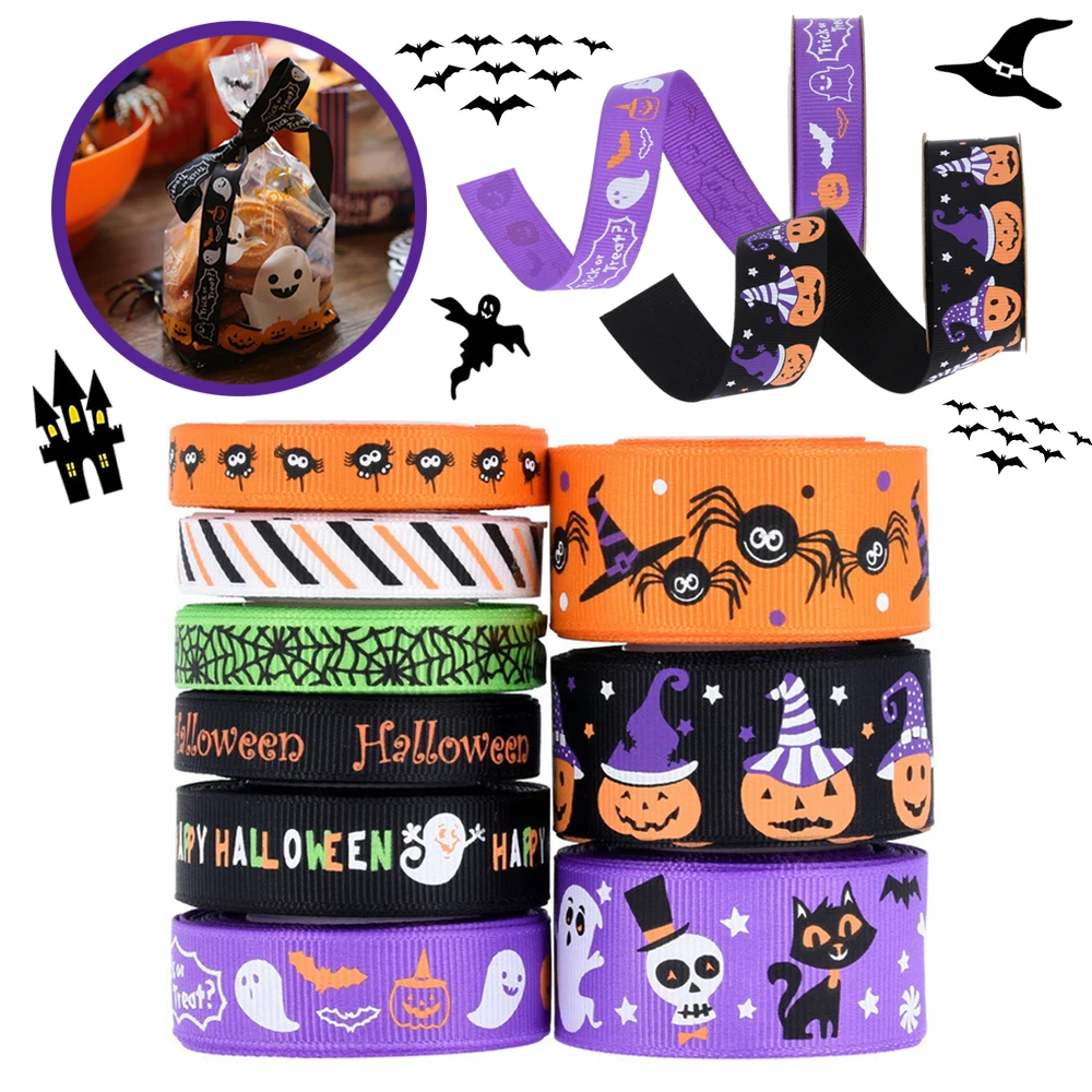 10 ярдов/рулон ленты с принтом тыквы паука призрака для вечерние НКИ на Хэллоуин