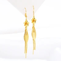 fashion 14k gold earring elegant long tassel earrings for women wedding engagement jewelry exquisite leaf shape earrings female