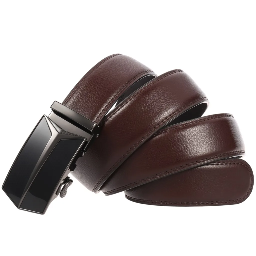 

Belts 2020 Summer New Men's Belt Slide Leather Ratchet Belt With Automatic Buckle High Quality A716