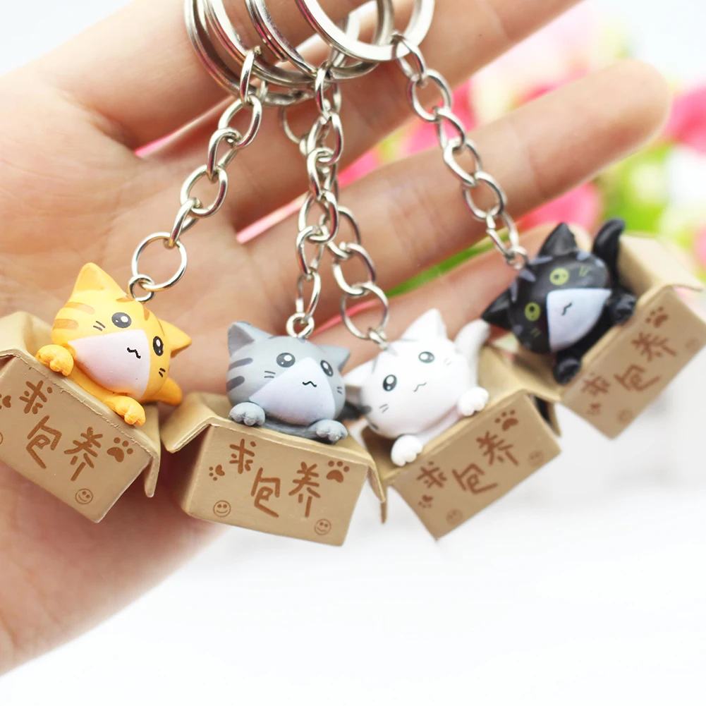 Милый мультяшный котенок подвеска брелок кольцо для ключей держатель сумка