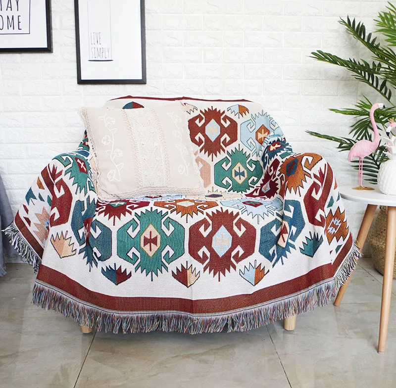 

Boho Knitted Chair Sofa Cover Towel Soft Throw Blanket Lace Slipcover Luxury Decor For Bed Bedspread Outdoor Beach Sandy Carpet