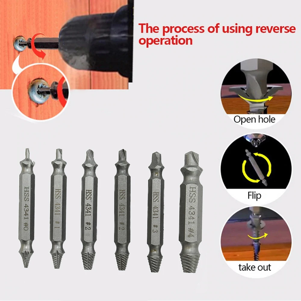 6 шт. винт сверло для извлечения набор сломанных Специальное крепление на голову