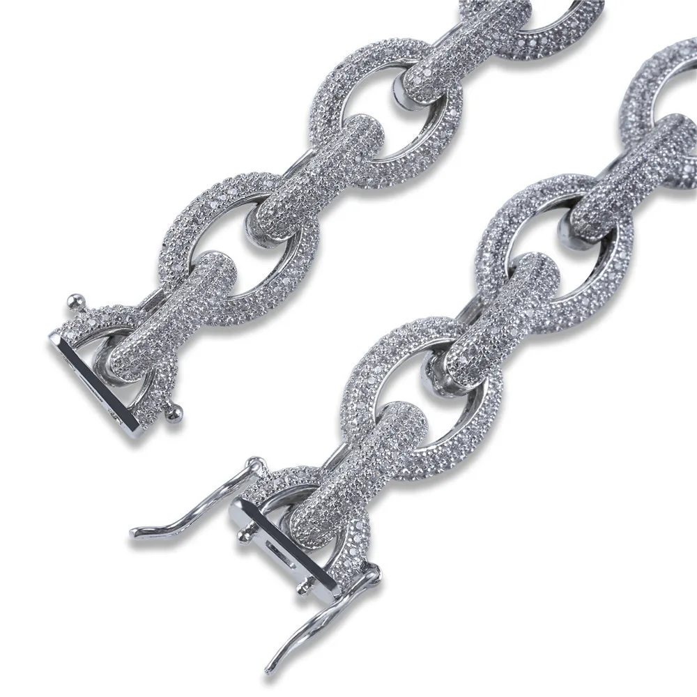 Хип-хоп King12mm витая и овальная запонка браслет Iced Out Micro Pave Циркон хип-хоп мода Панк цепь Bling Подвески Ювелирные изделия
