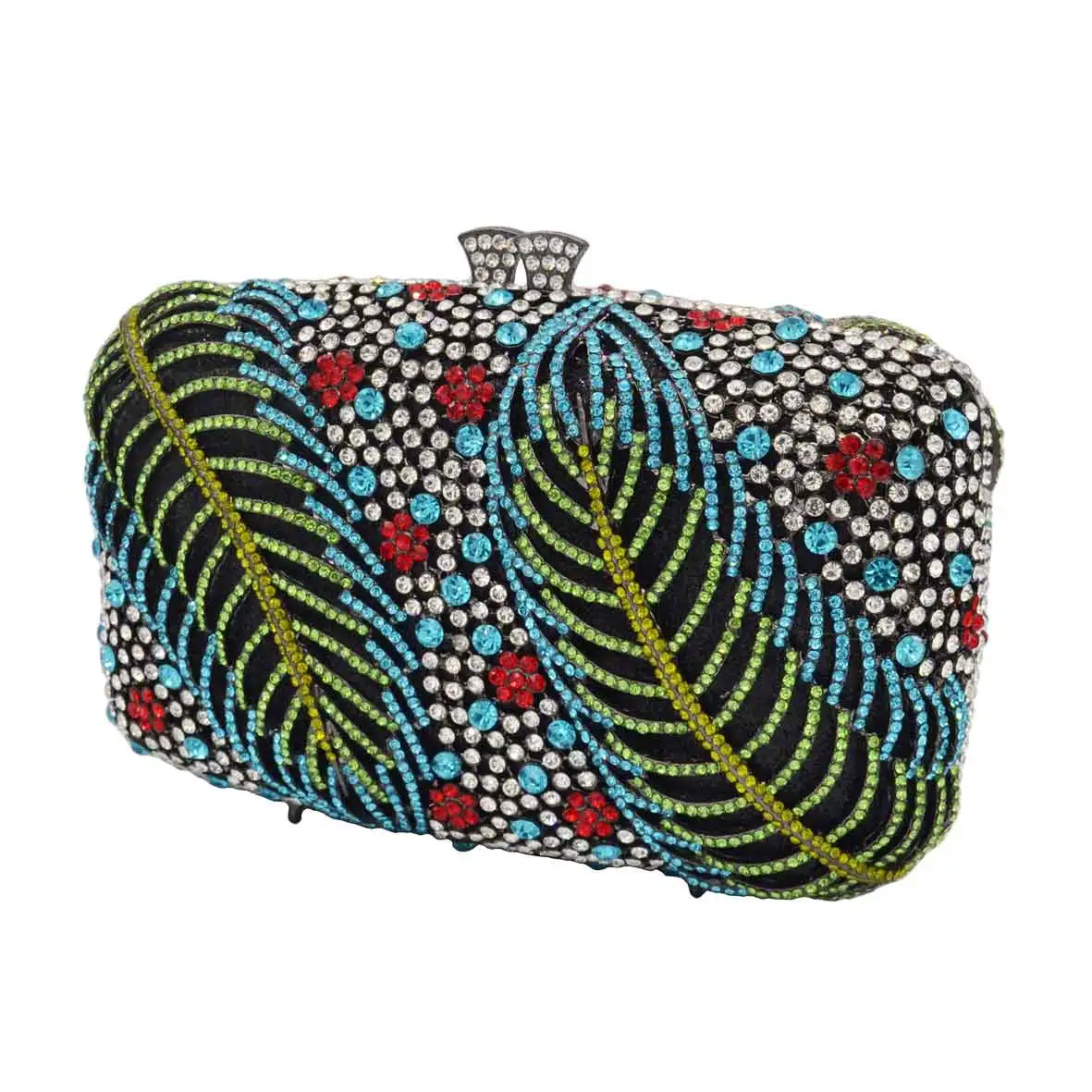 Оранжево-Фиолетовые женские сумочки с кристаллами в виде листьев Женский