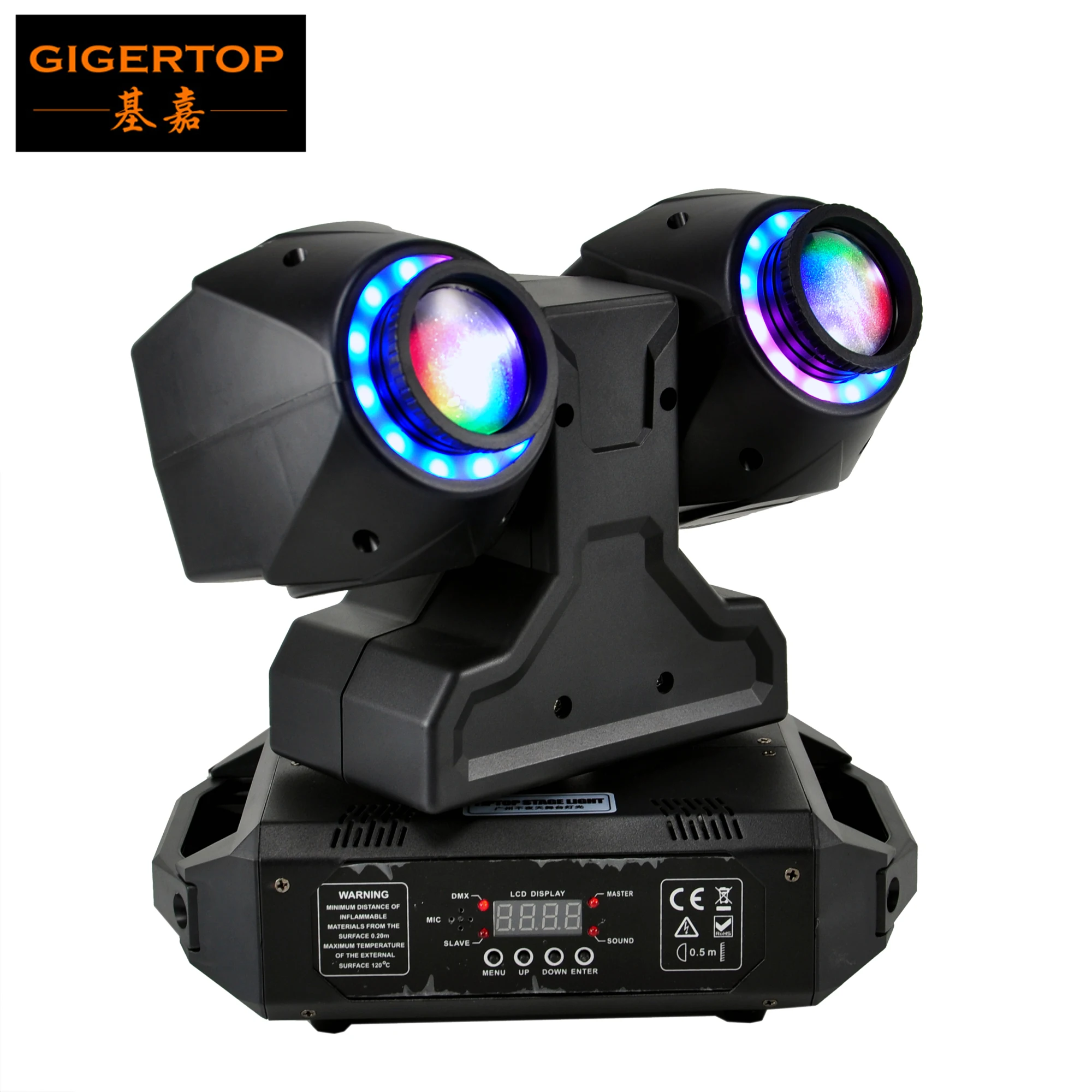 Gigertop 2x30 Вт Светодиодный светильник с движущейся головкой с Halo 5050 SMD RGB цветной Эффект Кольцо диско шар цветной яркий KTV светильник TP-L230