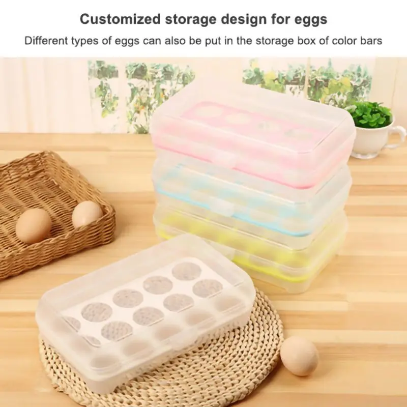 

CXD-Pack Covered Holders For Refrigerator,Clear Deviled Tray Storage Box Dispenser Stackable Plastic Containers(15 Eggs).
