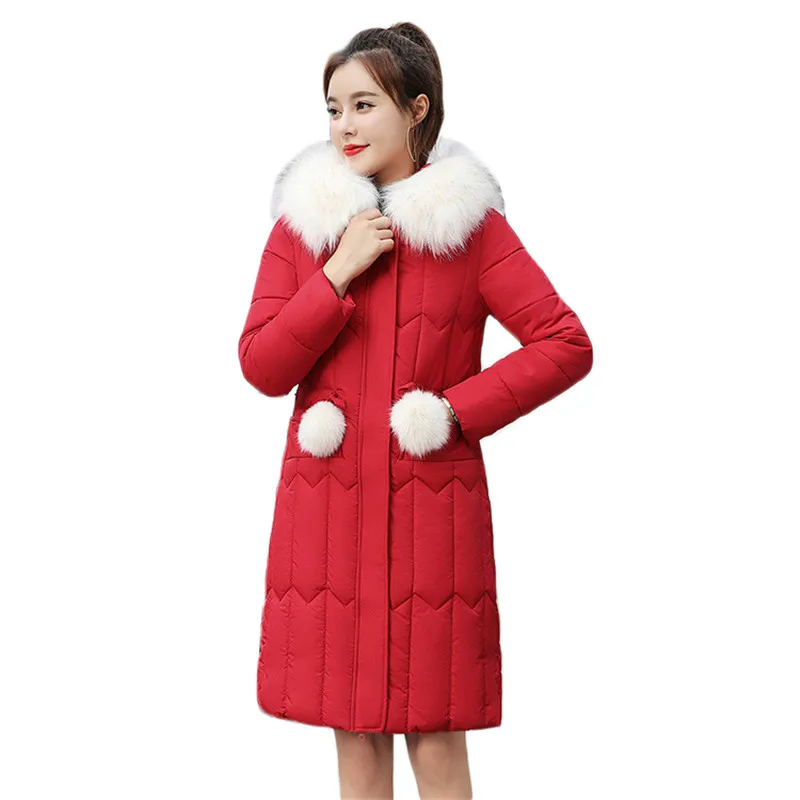 

Winter down cotton coat women red yellow 5XL plus size loose 2020 new fashion long slim fur collar hooded parkas feminina
