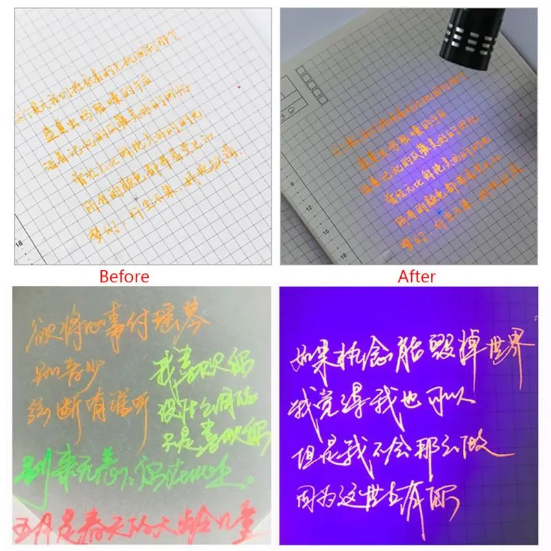 

B2RD 10Pcs/Set Invisible Fluorescence Bottled Dip Signature Pen Ink With Glass Fountain Dip Writing Pen Art Supplies Gifts