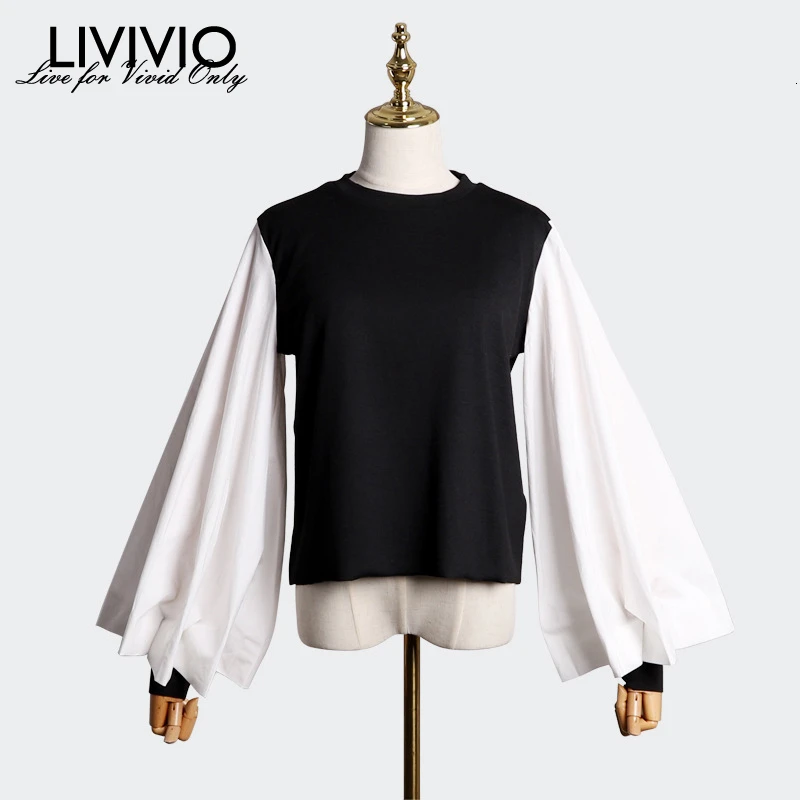 Женское трикотажное худи [LIVIVIO] черное Повседневное с длинными рукавами